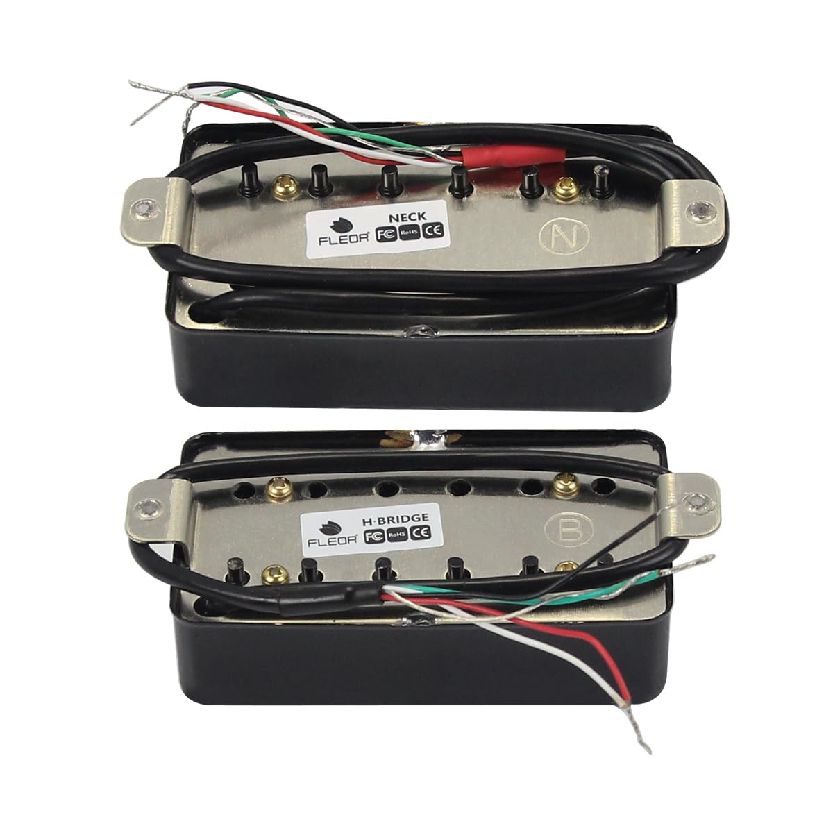 FLEOR Humbucker Pickup Ceramic Guitar Neck + Bridge Pickup Set Black Fit LP Style Electric Guitar